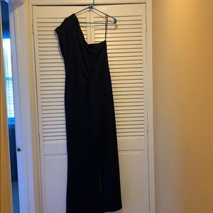 Navy blue one shoulder pant suit new never worn.